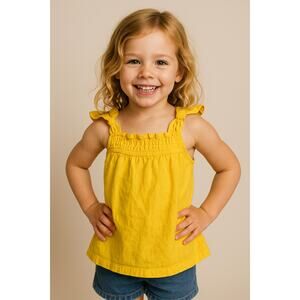 Sunshine Yellow Ruffle Strap Cotton Tank Top Limited Too Girls 5